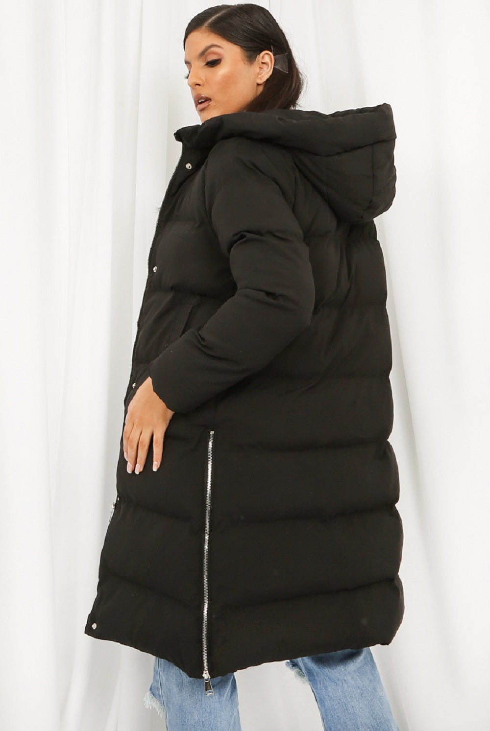 Hooded Longline Puffer Coat Rose Eleusis