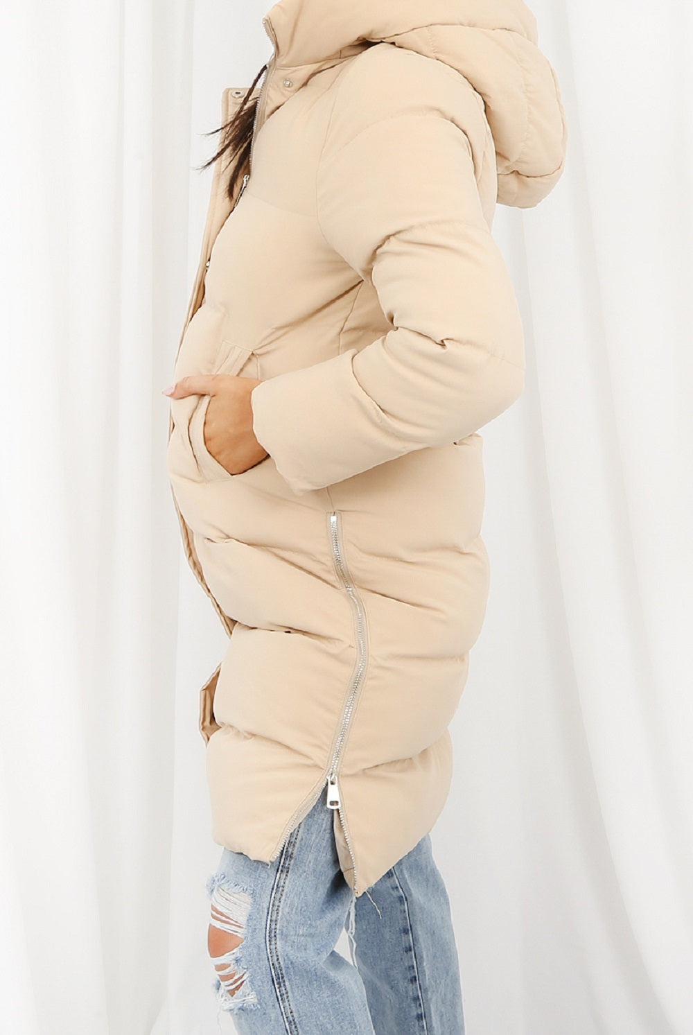 Hooded Longline Puffer Coat Rose Eleusis
