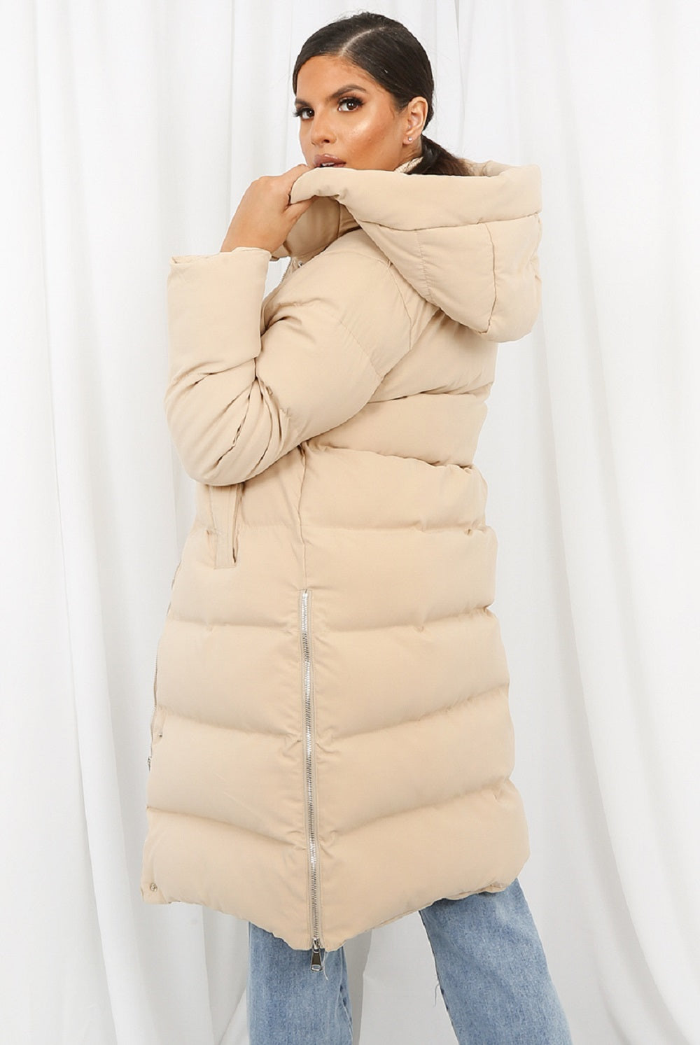 Hooded Longline Puffer Coat Rose Eleusis