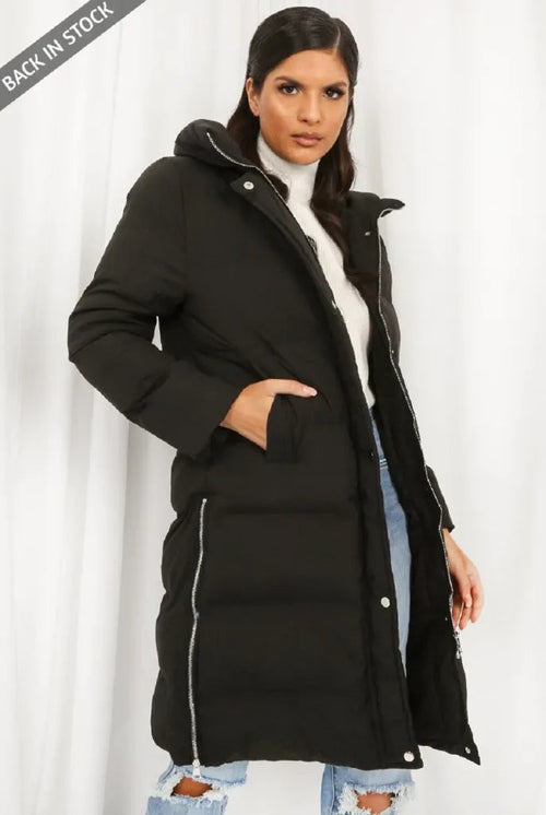Hooded Longline Puffer Coat Rose Eleusis
