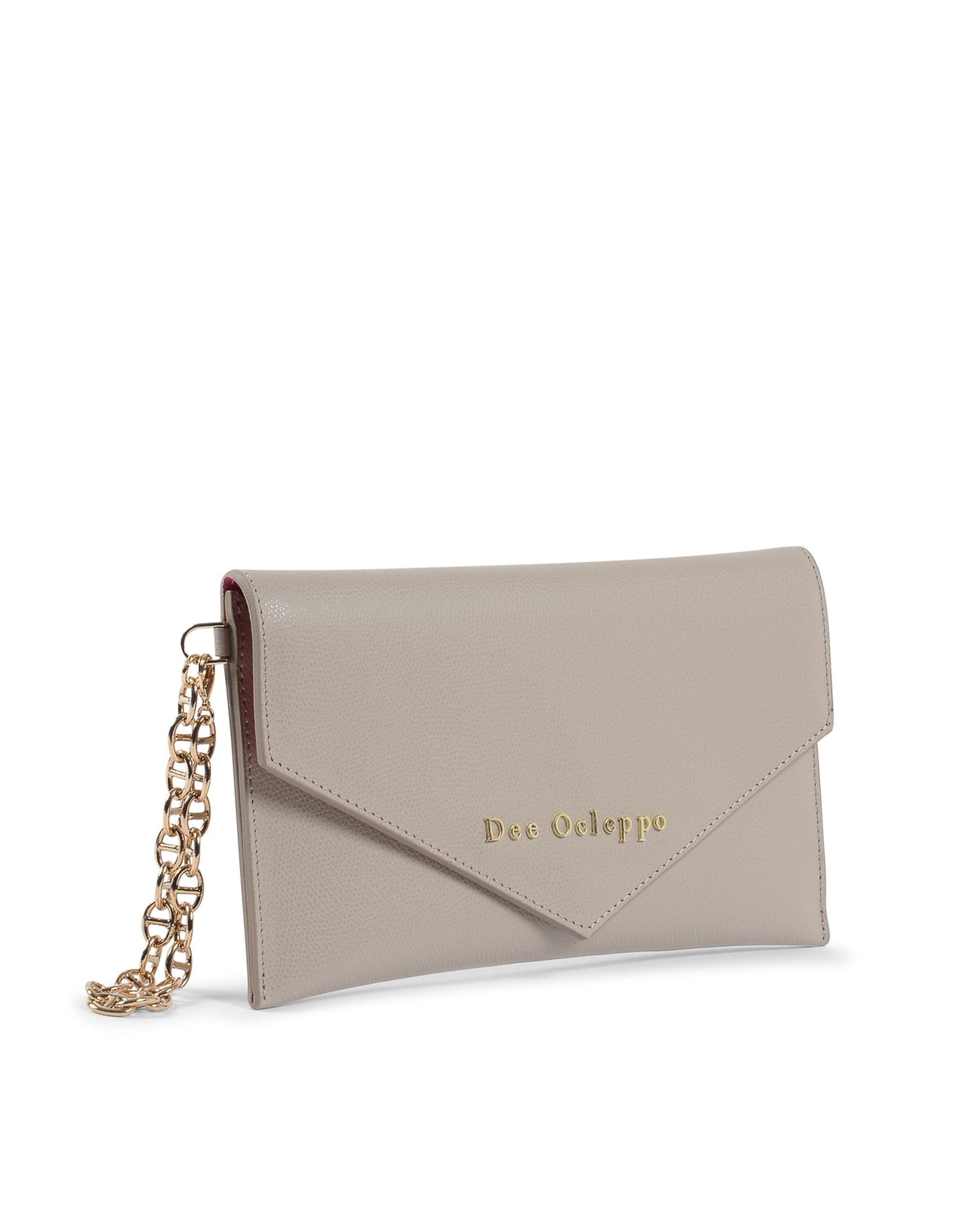 Dee Ocleppo Womens Clutch DC220 LOGO PALMELLATO TAUPE Rose Gaia