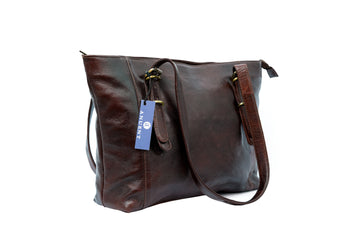 Anuent Large Leather Tote Bags for Women. Salmon Alder