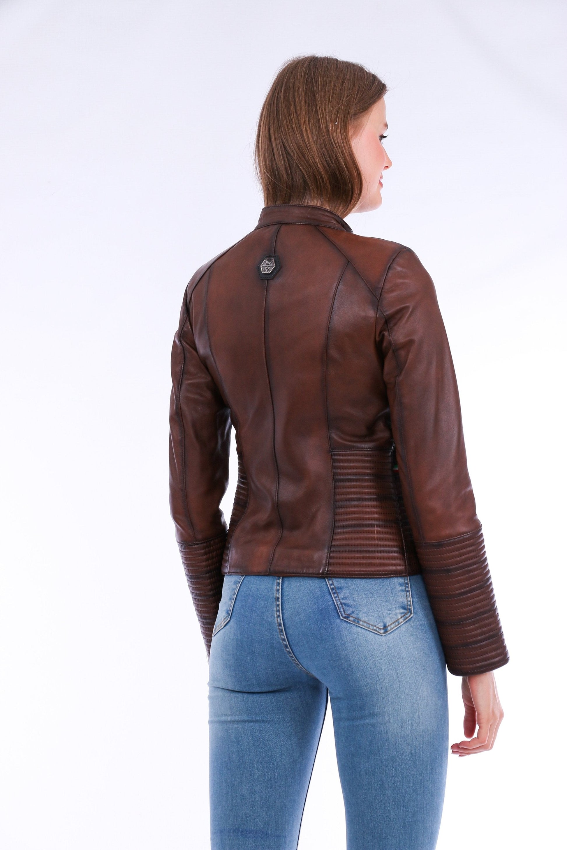 Ravenna Leather Biker Jacket - Brown Sangria Iapetus