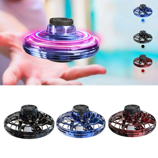 Mini Fingertip Gyro Interactive Decompression Toy Drone LED UFO Type Flying Helicopter Spinner Toy Kids Trendsi