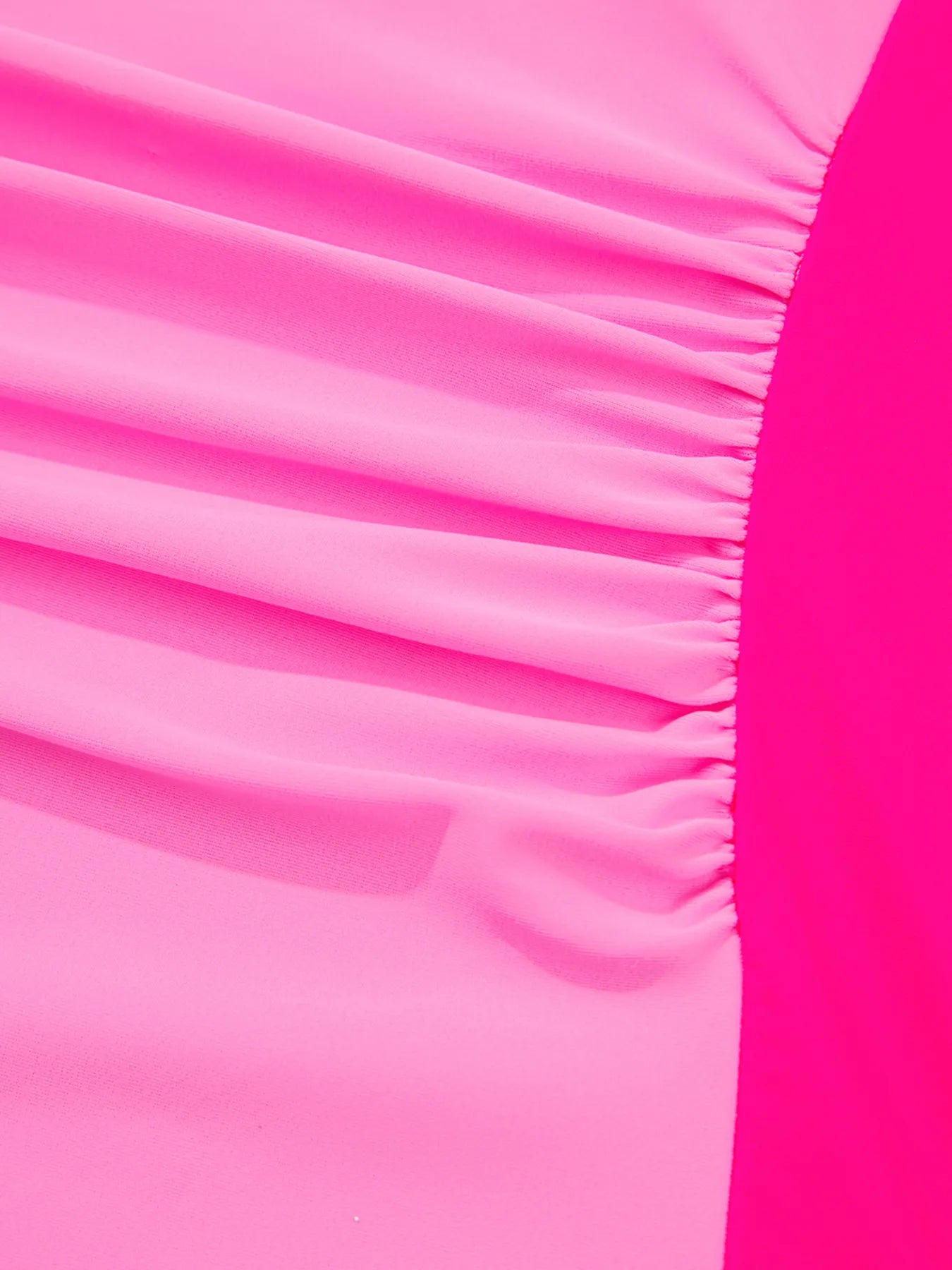 Fuchsia pink ruched tummy control tankini 2-piece swimsuit from Trendsi, featuring a supportive top and matching bottoms.