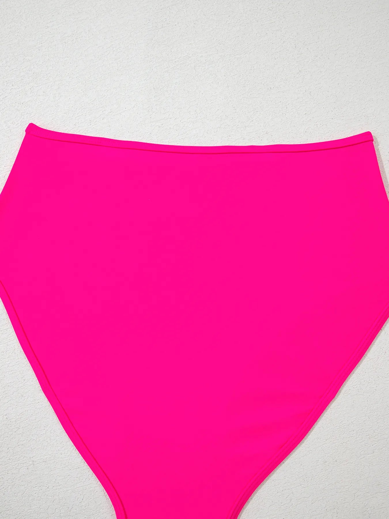 Fuchsia pink ruched tummy control tankini 2-piece swimsuit by Trendsi, featuring a flattering fit and supportive design for swimwear.