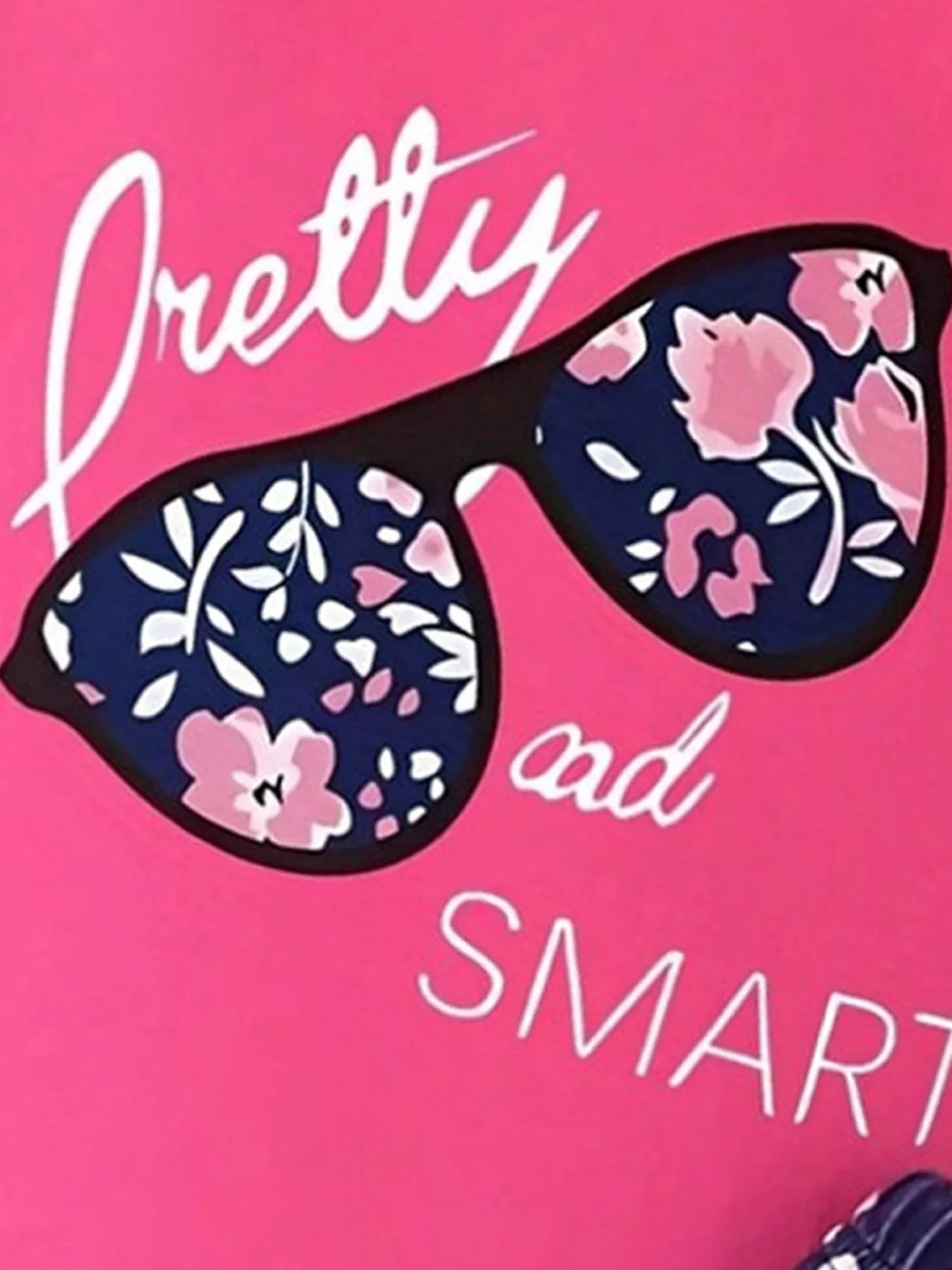 Children's floral sunglasses tee and shorts set in hot pink, trendy casual outfit for 2-3 years old girls by Trendsi.