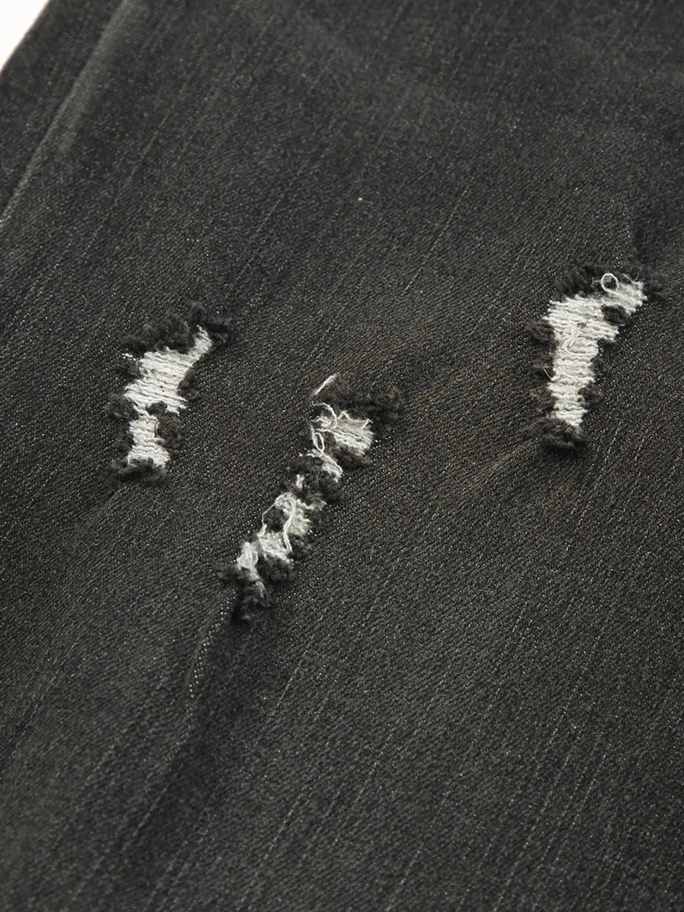 Light blue high waist distressed straight leg jeans from Trendsi, featuring ripped details and classic denim style.