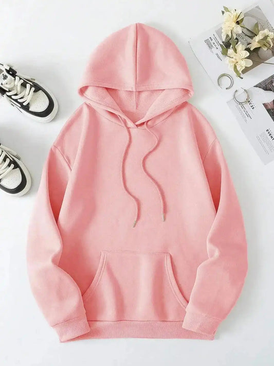 Pink FAITH OVER FEAR dropped shoulder hoodie by Trendsi featuring a relaxed fit and casual style.