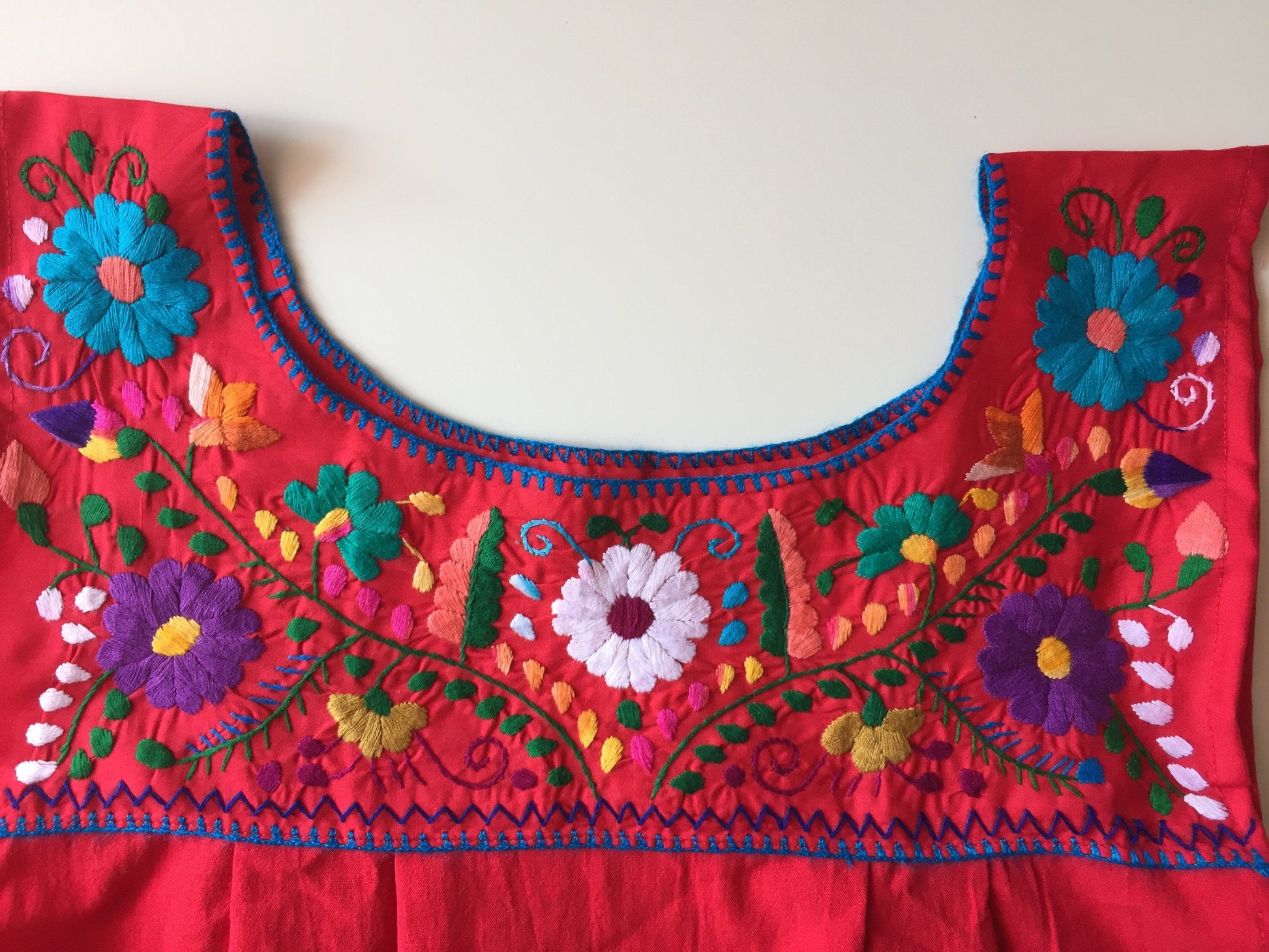 Maxi Isidra, Folk Dress with Embroidered Flowers Violet Athena
