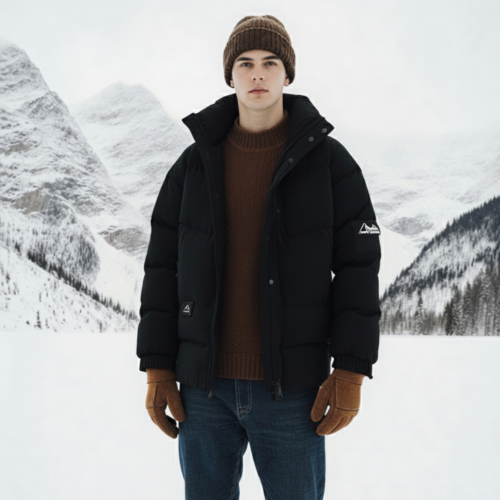 Mens Stand Collar Puffer Jacket Yellow Pandora