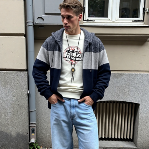 Mens Hooded Zipper Jacket Sweater Jacket Yellow Pandora