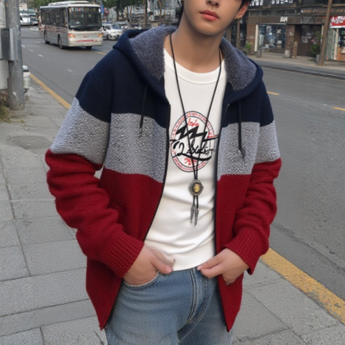 Mens Hooded Zipper Jacket Sweater Jacket Yellow Pandora