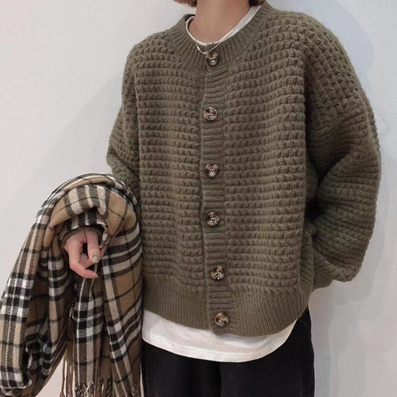 Womens Casual Button Down Knit Cardigan Yellow Pandora